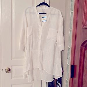 LINEN —ANNE KLIEN  HIGH LOW ,FULL BLOUSE